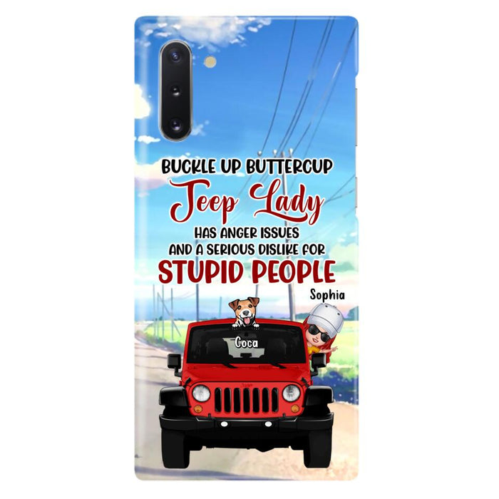 Custom Personalized Off-road Lady Phone Case - Upto 5 Dogs - Gift Idea For Dog/Off-road Lover - Buckle Up Buttercup - Case For iPhone/Samsung