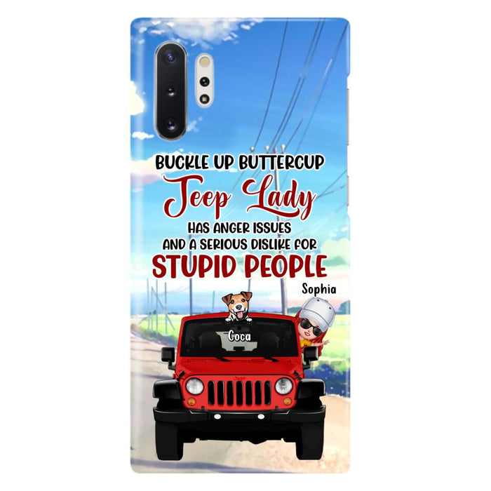 Custom Personalized Off-road Lady Phone Case - Upto 5 Dogs - Gift Idea For Dog/Off-road Lover - Buckle Up Buttercup - Case For iPhone/Samsung