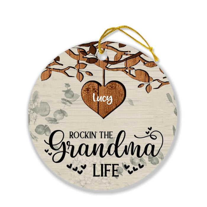 Custom Personalized Grandkids Ornament - Upto 6 Kids - Best Gift For Kids - Rockin' The Grandma Life