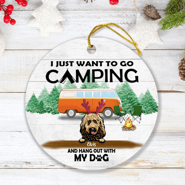 Custom Personalized Dog Camping Ornament - Upto 5 Dogs - Best Gift For Dog Lover - I Just Want To Go Camping And Hang Out With My Dogs