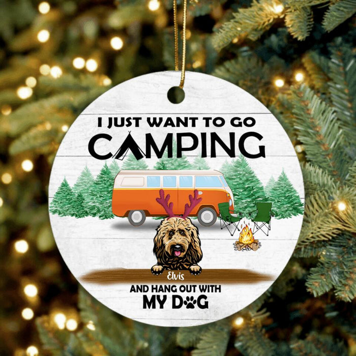 Custom Personalized Dog Camping Ornament - Upto 5 Dogs - Best Gift For Dog Lover - I Just Want To Go Camping And Hang Out With My Dogs