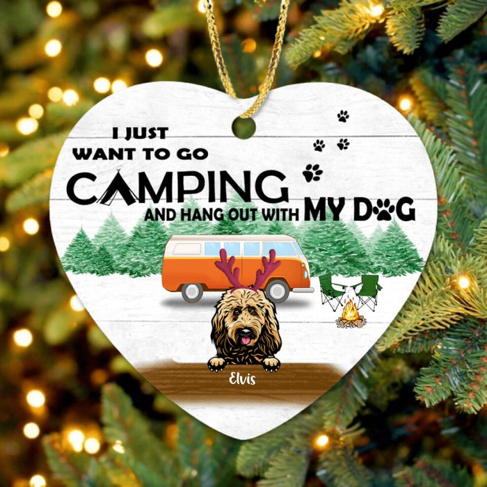 Custom Personalized Dog Camping Ornament - Upto 5 Dogs - Best Gift For Dog Lover - I Just Want To Go Camping And Hang Out With My Dogs