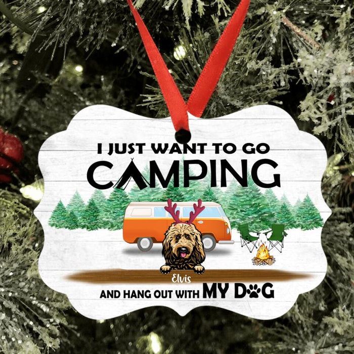 Custom Personalized Dog Camping Ornament - Upto 5 Dogs - Best Gift For Dog Lover - I Just Want To Go Camping And Hang Out With My Dogs