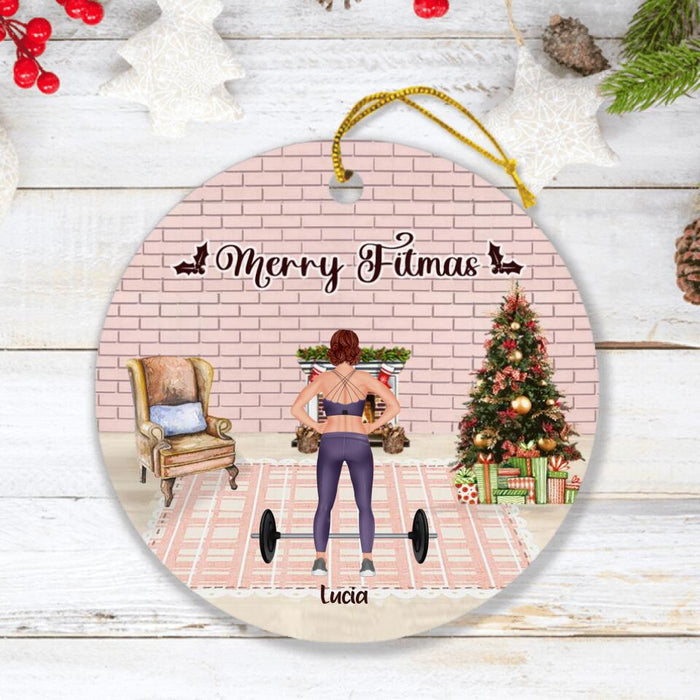 Custom Personalized Workout Ornament - Upto 2 Pets - Best Gift For Friend/Pet Lover - Merry Fitmas