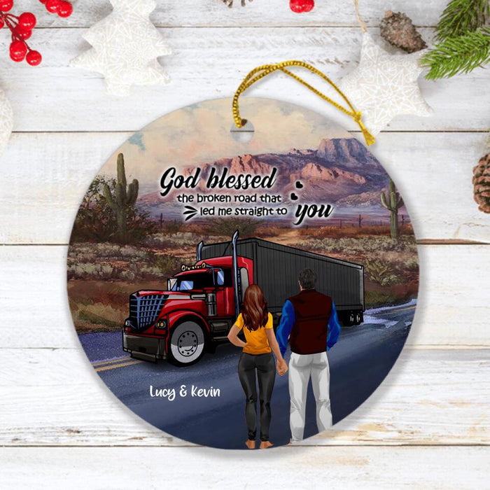 Custom Personalized Trucker Ornament - Couple/ Mom And Kid/ Mom And Dog - Best Gift For Couple - 5VQSN5