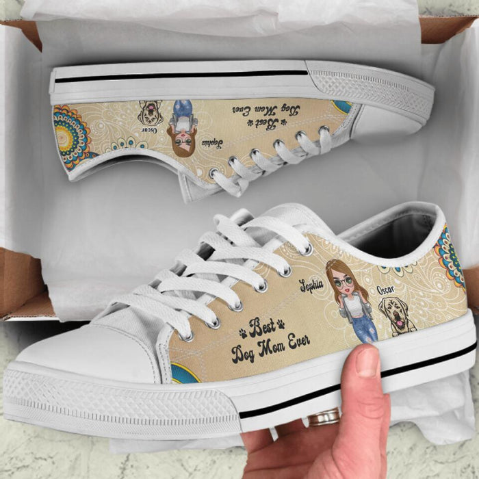 Custom Personalized Pet Mom Front Sneakers - Up to 5 Dogs/Cats - Gift Idea For Dog/Cat Lover - Best Dog Mom Ever