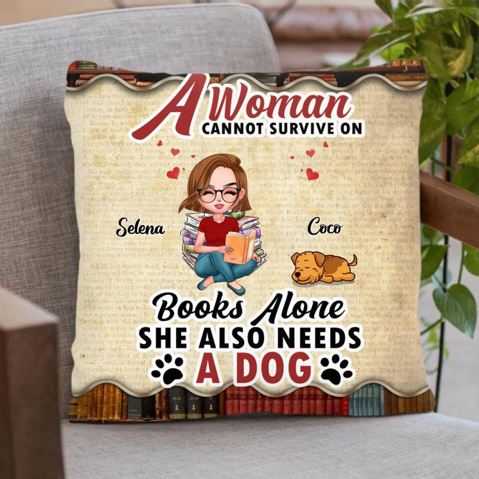 Custom Personalized Reading Girl Pillow Cover - Girl With Upto 4 Pets - Gift Idea For Book/ Cat/ Dog Lover - Loves Books, Cats And Dogs That Was Me