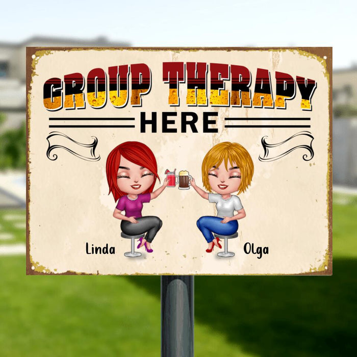 Custom Personalized Friends Chibi Metal Sign - Upto 5 People - Best Gift For Friends - Group Therapy Here