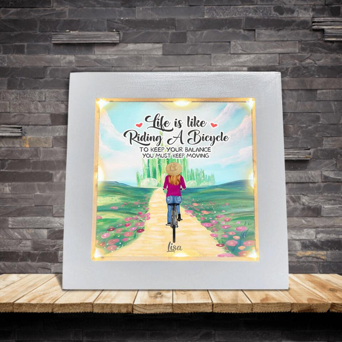 Personalized Bicycle Frame With Led - Up to 4 People - Best Gift For Family/Bicycle Lovers - Life Is Like Riding A Bicycle