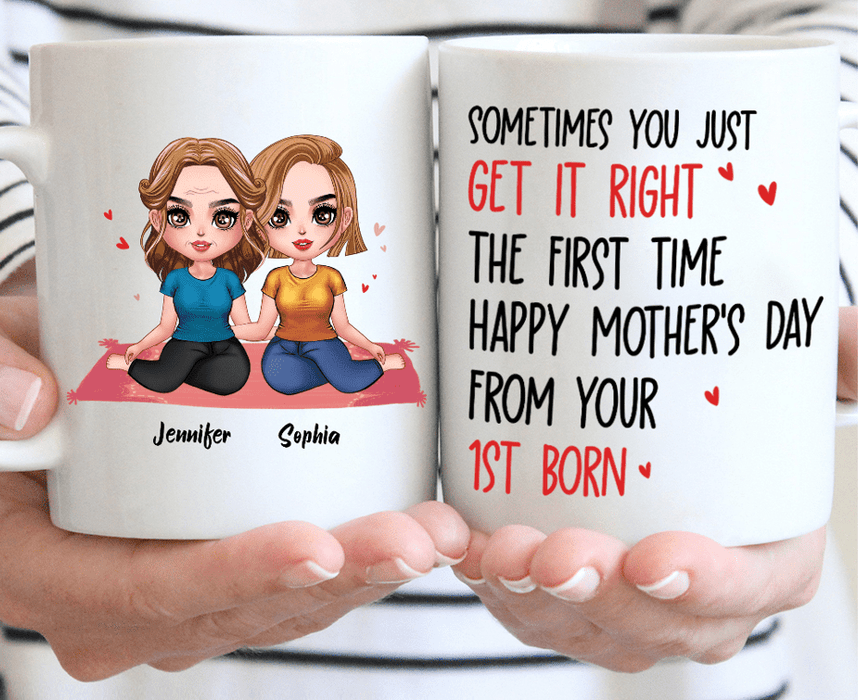 Custom Personalized Daughter & Mom Coffee Mug - Gift Idea For Mother's Day From Daughter To Mom - If At First You Don't Succeed Try, Try Again