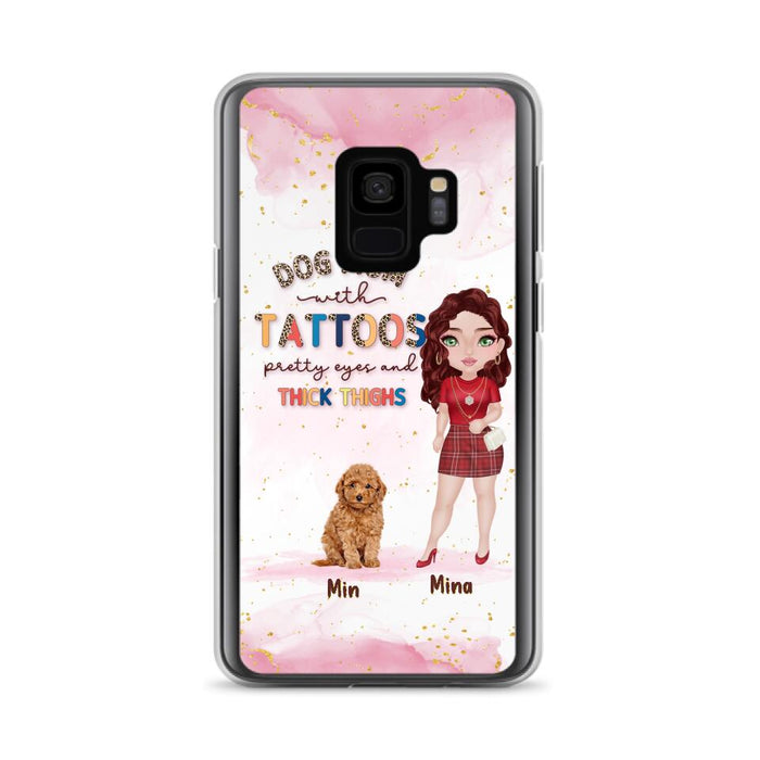 Custom Personalized Dog Mom Phone Case - Up to 5 Dogs - Best Gift Idea For Dog Lovers/Mother's Day - Dog Mom With Tattoos Pretty Eyes And Thick Thighs - Cases For iPhone And Samsung