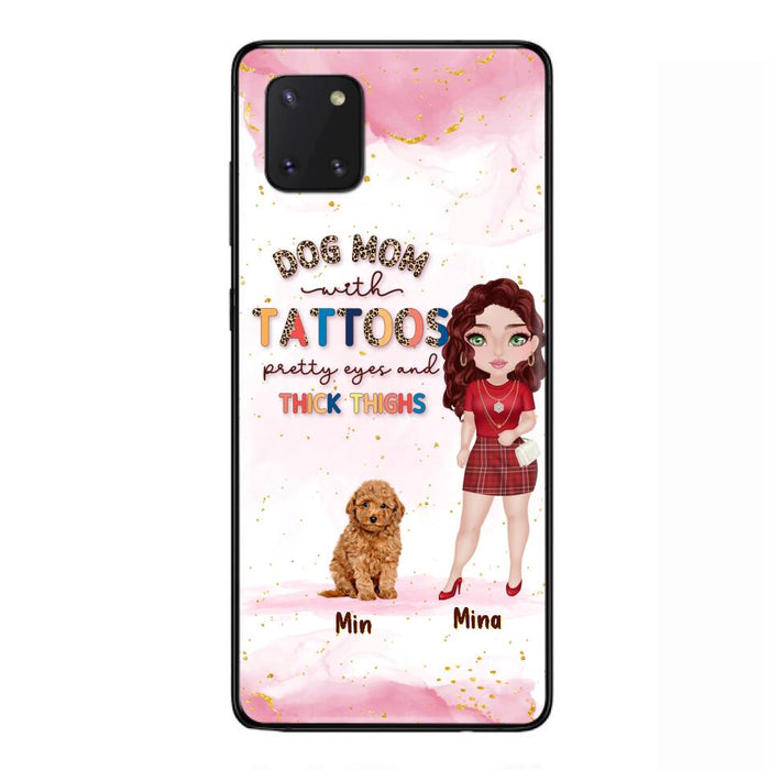 Custom Personalized Dog Mom Phone Case - Up to 5 Dogs - Best Gift Idea For Dog Lovers/Mother's Day - Dog Mom With Tattoos Pretty Eyes And Thick Thighs - Cases For iPhone And Samsung