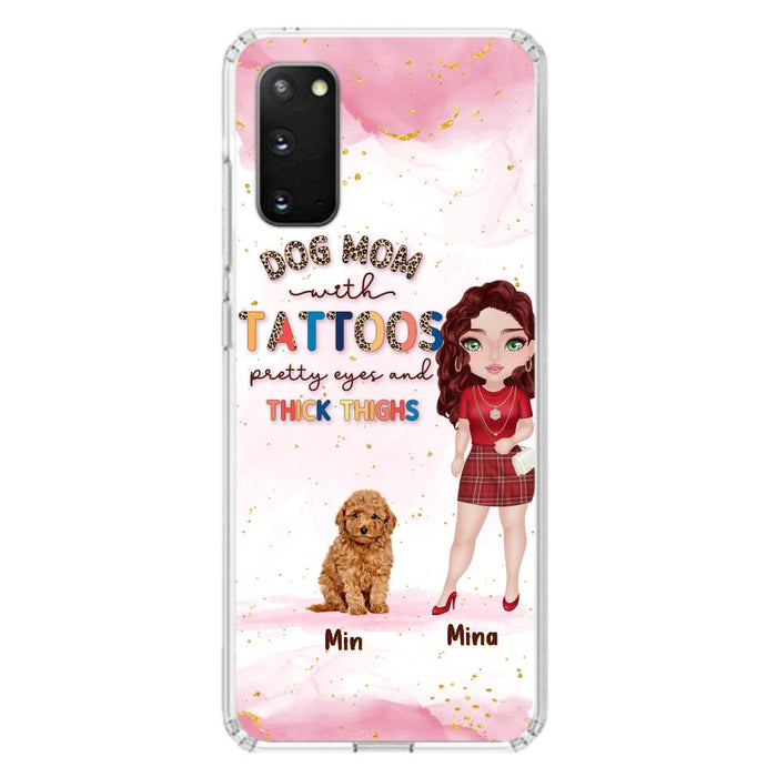 Custom Personalized Dog Mom Phone Case - Up to 5 Dogs - Best Gift Idea For Dog Lovers/Mother's Day - Dog Mom With Tattoos Pretty Eyes And Thick Thighs - Cases For iPhone And Samsung