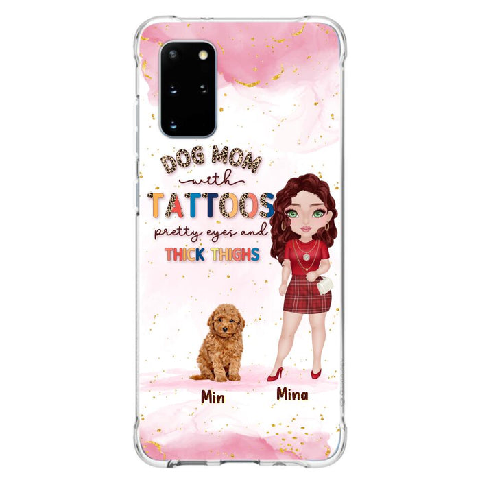 Custom Personalized Dog Mom Phone Case - Up to 5 Dogs - Best Gift Idea For Dog Lovers/Mother's Day - Dog Mom With Tattoos Pretty Eyes And Thick Thighs - Cases For iPhone And Samsung