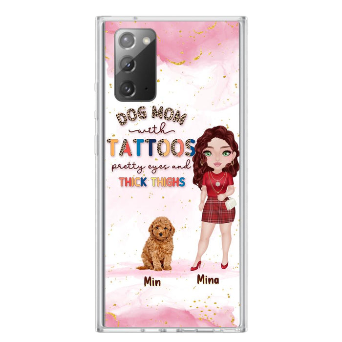 Custom Personalized Dog Mom Phone Case - Up to 5 Dogs - Best Gift Idea For Dog Lovers/Mother's Day - Dog Mom With Tattoos Pretty Eyes And Thick Thighs - Cases For iPhone And Samsung