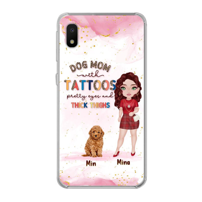 Custom Personalized Dog Mom Phone Case - Up to 5 Dogs - Best Gift Idea For Dog Lovers/Mother's Day - Dog Mom With Tattoos Pretty Eyes And Thick Thighs - Cases For iPhone And Samsung