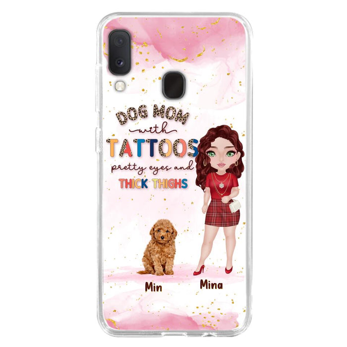 Custom Personalized Dog Mom Phone Case - Up to 5 Dogs - Best Gift Idea For Dog Lovers/Mother's Day - Dog Mom With Tattoos Pretty Eyes And Thick Thighs - Cases For iPhone And Samsung