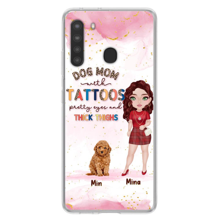 Custom Personalized Dog Mom Phone Case - Up to 5 Dogs - Best Gift Idea For Dog Lovers/Mother's Day - Dog Mom With Tattoos Pretty Eyes And Thick Thighs - Cases For iPhone And Samsung