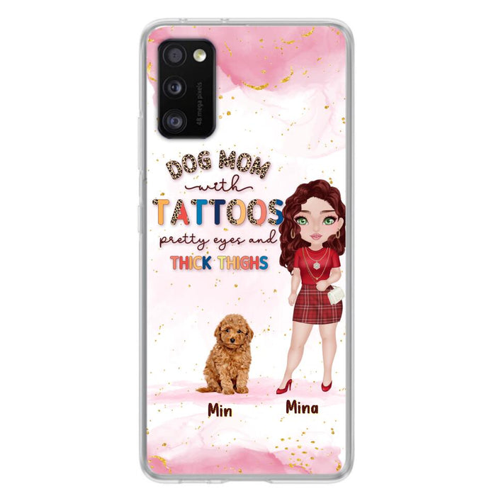 Custom Personalized Dog Mom Phone Case - Up to 5 Dogs - Best Gift Idea For Dog Lovers/Mother's Day - Dog Mom With Tattoos Pretty Eyes And Thick Thighs - Cases For iPhone And Samsung