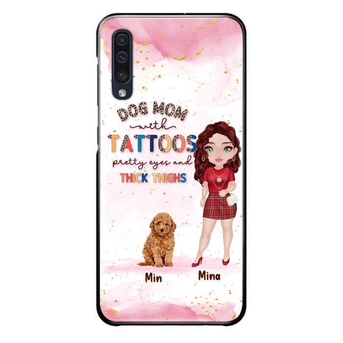 Custom Personalized Dog Mom Phone Case - Up to 5 Dogs - Best Gift Idea For Dog Lovers/Mother's Day - Dog Mom With Tattoos Pretty Eyes And Thick Thighs - Cases For iPhone And Samsung