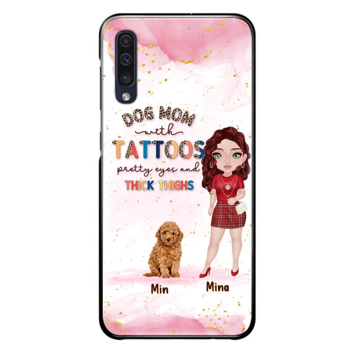 Custom Personalized Dog Mom Phone Case - Up to 5 Dogs - Best Gift Idea For Dog Lovers/Mother's Day - Dog Mom With Tattoos Pretty Eyes And Thick Thighs - Cases For iPhone And Samsung