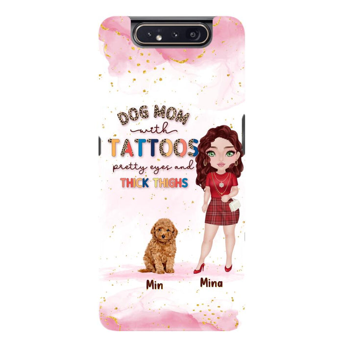 Custom Personalized Dog Mom Phone Case - Up to 5 Dogs - Best Gift Idea For Dog Lovers/Mother's Day - Dog Mom With Tattoos Pretty Eyes And Thick Thighs - Cases For iPhone And Samsung