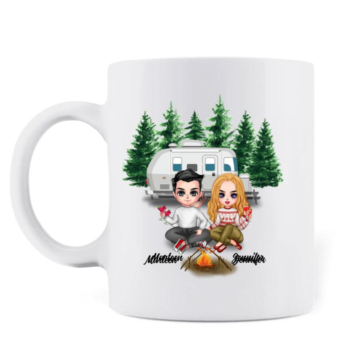 Custom Personalized Camping Couple Coffee Mug - Gift Idea For Camping Lovers - I Met You, I Liked You, I Love You, I Am Keeping You( And Not Just Because You Really Know How To Use Cock)