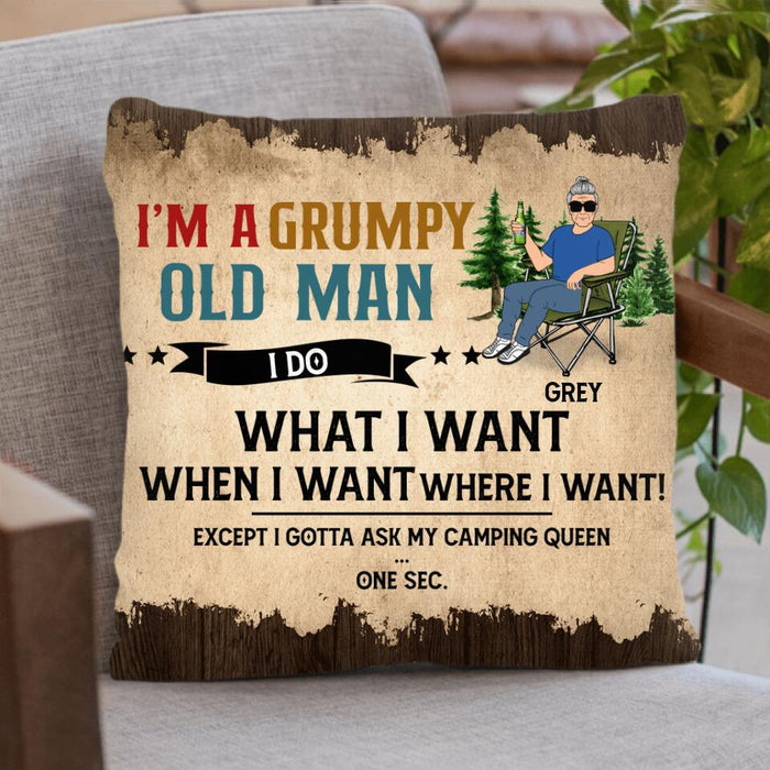 Custom Personalized Grumpy Old Man Camping Pillow Cover - Gift Idea For Camping Lover - I'm A Grumpy Old Man