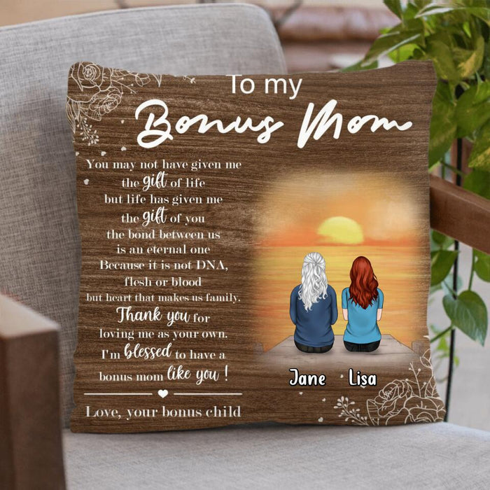 Custom Personalized Bonus Mom Quilt/Fleece Blanket & Pillow Cover - Upto 5 People - Mother's Day Gift For Mom - To My Bonus Mom