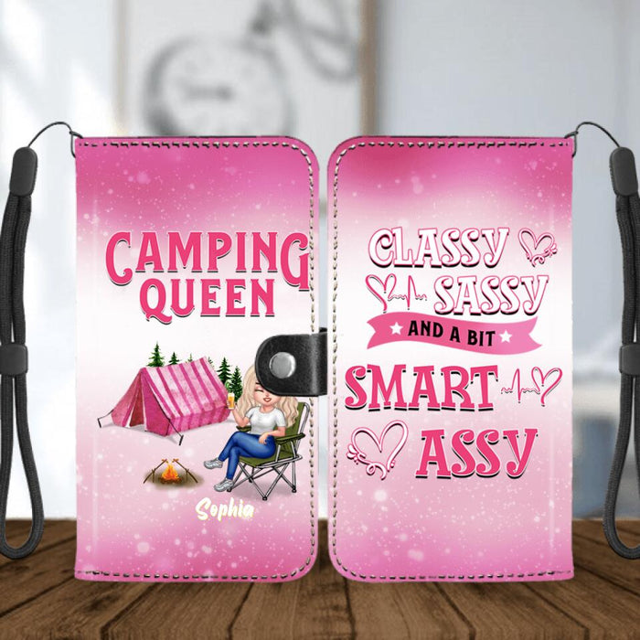 Custom Personalized Camping Queen Flip Leather Purse - Gift Idea For Camping Lovers/Mother's Day - Camping Queen Classy Sassy And A Bit Smart Assy