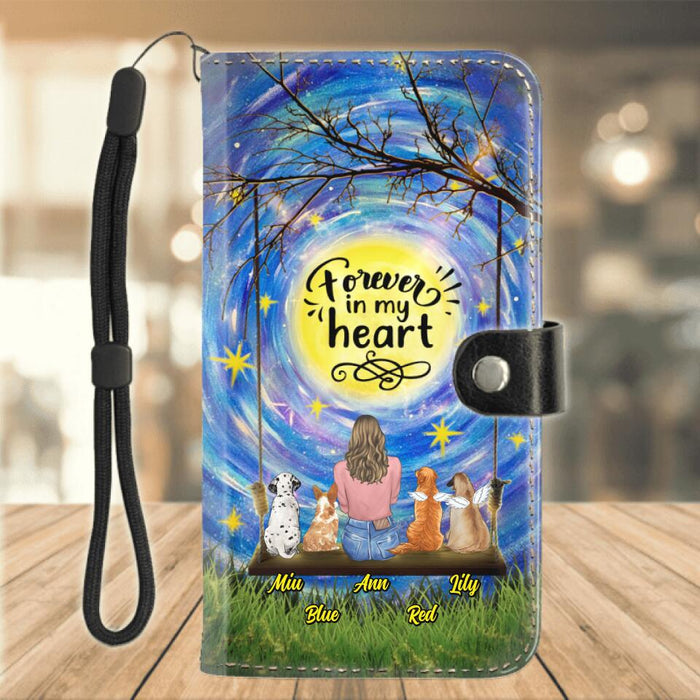 Personalized Dog Mom Flip Leather Purse For Mobile Phone - Up to 4 Dogs - Gift Idea For Dog Lovers - I Love You To the Moon And Back