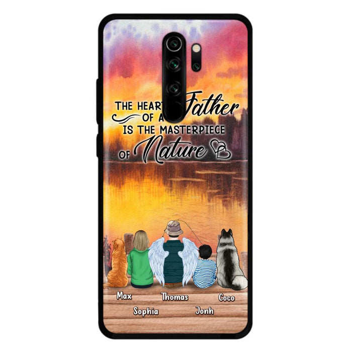 Custom Personalized Father Fishing Phone Case - Father With Up to 2 Kids And 2 Pets - Gift Idea For Father/ Fishing Lover - The Heart Of A Father Is The Masterpiece Of Nature - Case For Xiaomi, Oppo And Huawei