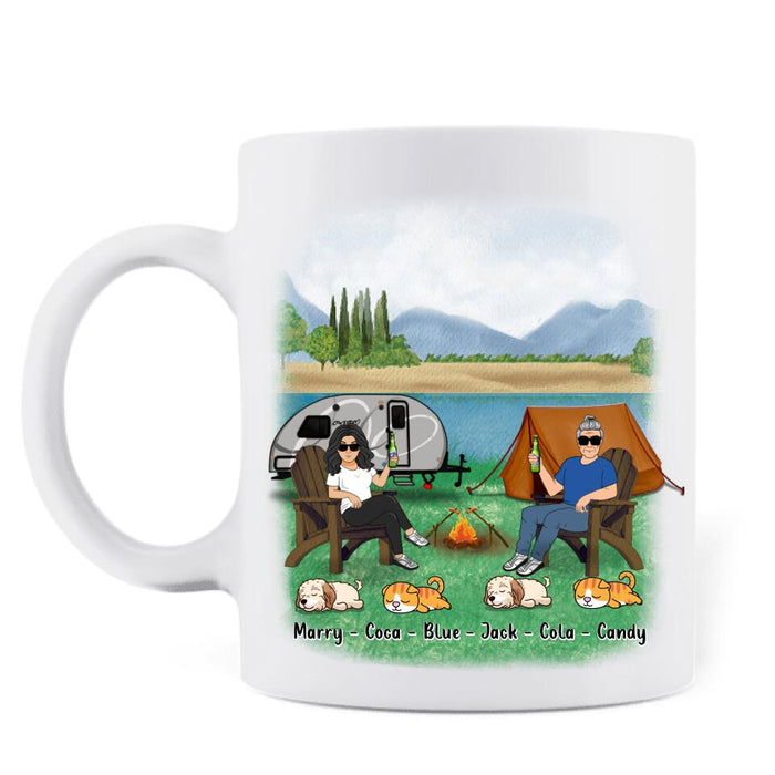 Custom Personalized Camping Coffee Mug - Gift For Camping Lovers/ Pet Lovers - Weekend Forecast Camping With A Chance Of Drinking