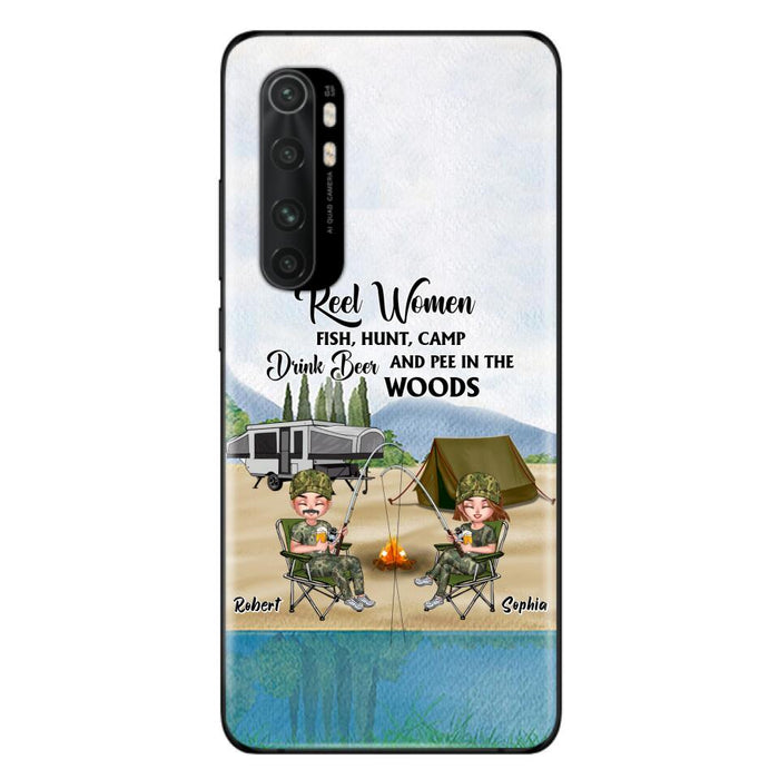 Custom Personalized Fishing Phone Case - Best Gift For Fishing Lovers - Reel Women Fish, Hunt, Camp, Drink Beer And Pee In The Woods - Case For Xiaomi, Oppo And Huawei