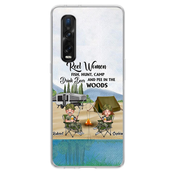 Custom Personalized Fishing Phone Case - Best Gift For Fishing Lovers - Reel Women Fish, Hunt, Camp, Drink Beer And Pee In The Woods - Case For Xiaomi, Oppo And Huawei