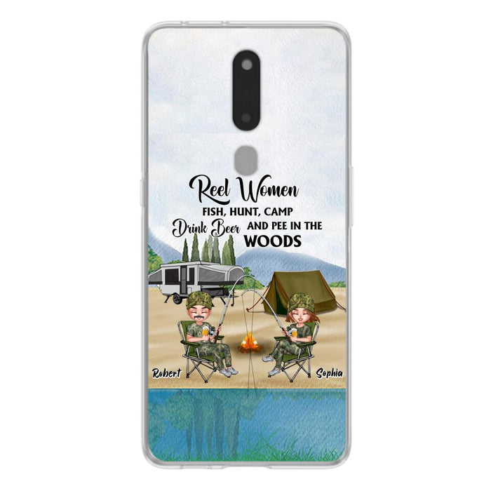 Custom Personalized Fishing Phone Case - Best Gift For Fishing Lovers - Reel Women Fish, Hunt, Camp, Drink Beer And Pee In The Woods - Case For Xiaomi, Oppo And Huawei