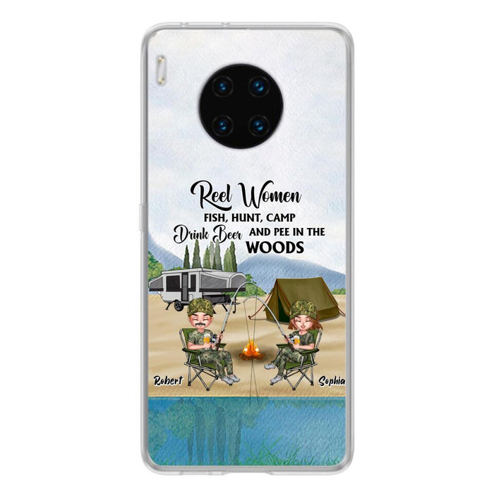 Custom Personalized Fishing Phone Case - Best Gift For Fishing Lovers - Reel Women Fish, Hunt, Camp, Drink Beer And Pee In The Woods - Case For Xiaomi, Oppo And Huawei