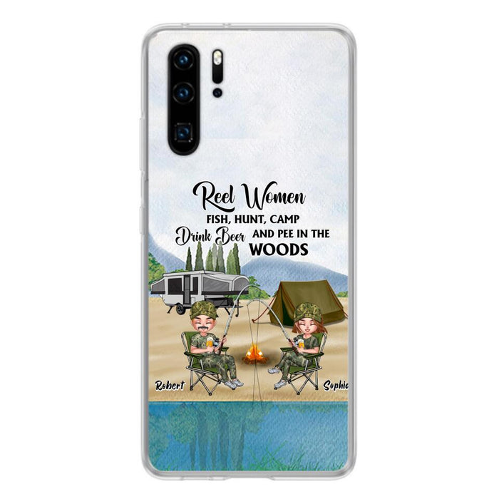 Custom Personalized Fishing Phone Case - Best Gift For Fishing Lovers - Reel Women Fish, Hunt, Camp, Drink Beer And Pee In The Woods - Case For Xiaomi, Oppo And Huawei