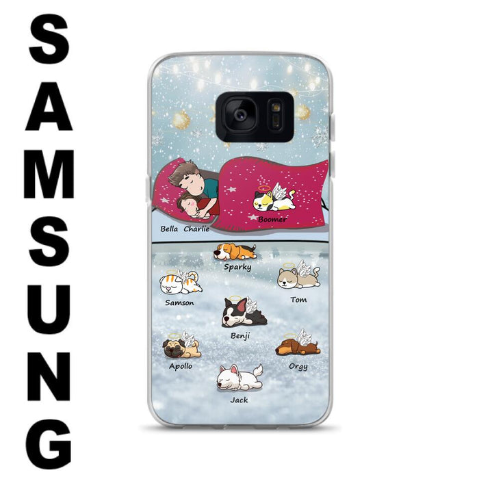 Custom Personalized Couple With Pet Phone Case - Upto 8 Pets - Best Gift For Dog/ Cat Lover - Case For Iphone And Samsung