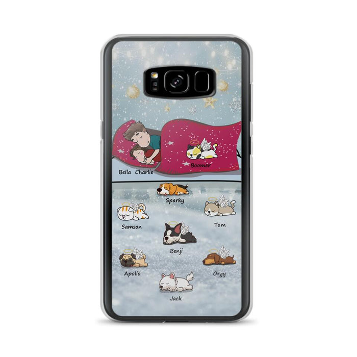 Custom Personalized Couple With Pet Phone Case - Upto 8 Pets - Best Gift For Dog/ Cat Lover - Case For Iphone And Samsung