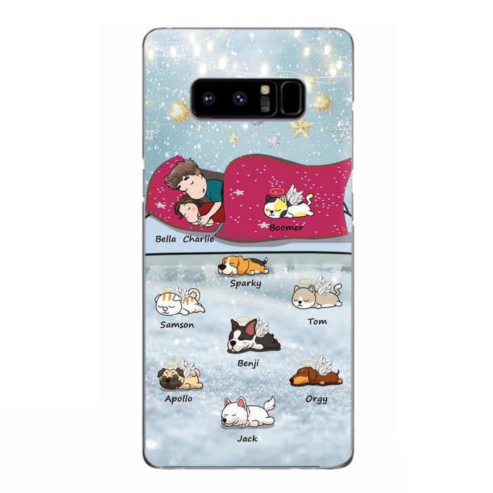 Custom Personalized Couple With Pet Phone Case - Upto 8 Pets - Best Gift For Dog/ Cat Lover - Case For Iphone And Samsung