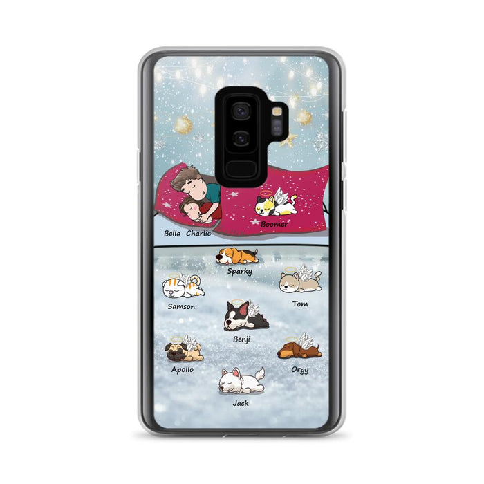 Custom Personalized Couple With Pet Phone Case - Upto 8 Pets - Best Gift For Dog/ Cat Lover - Case For Iphone And Samsung