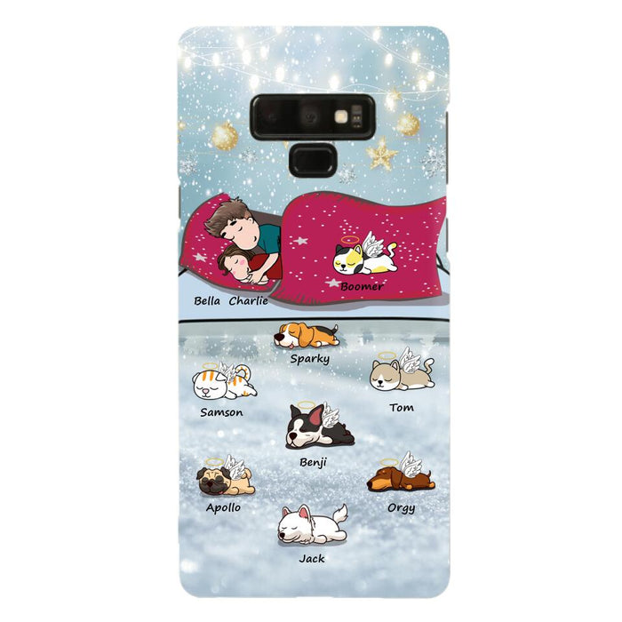 Custom Personalized Couple With Pet Phone Case - Upto 8 Pets - Best Gift For Dog/ Cat Lover - Case For Iphone And Samsung