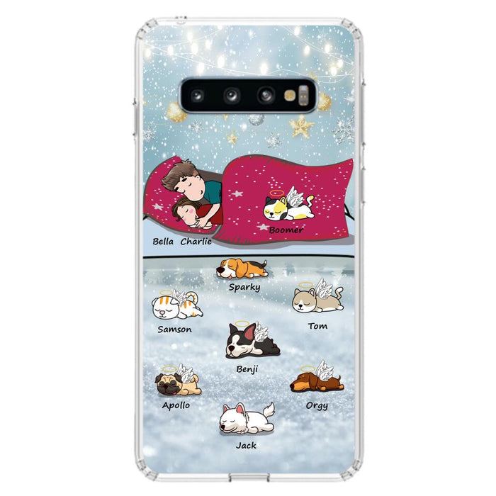 Custom Personalized Couple With Pet Phone Case - Upto 8 Pets - Best Gift For Dog/ Cat Lover - Case For Iphone And Samsung