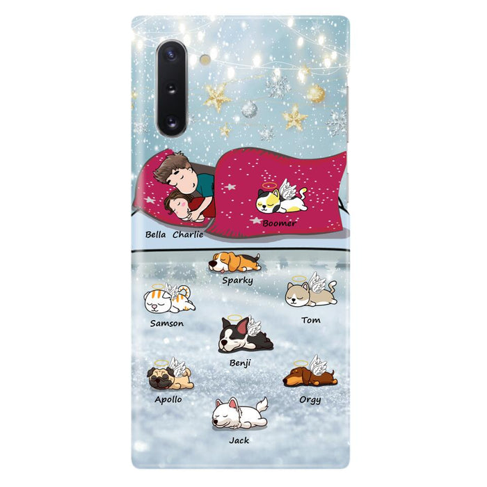 Custom Personalized Couple With Pet Phone Case - Upto 8 Pets - Best Gift For Dog/ Cat Lover - Case For Iphone And Samsung