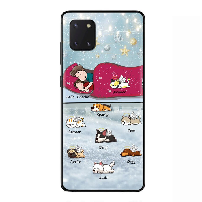 Custom Personalized Couple With Pet Phone Case - Upto 8 Pets - Best Gift For Dog/ Cat Lover - Case For Iphone And Samsung