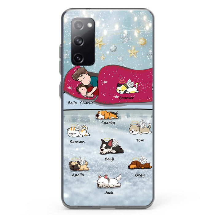 Custom Personalized Couple With Pet Phone Case - Upto 8 Pets - Best Gift For Dog/ Cat Lover - Case For Iphone And Samsung