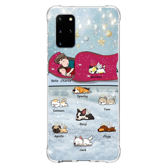 Custom Personalized Couple With Pet Phone Case - Upto 8 Pets - Best Gift For Dog/ Cat Lover - Case For Iphone And Samsung