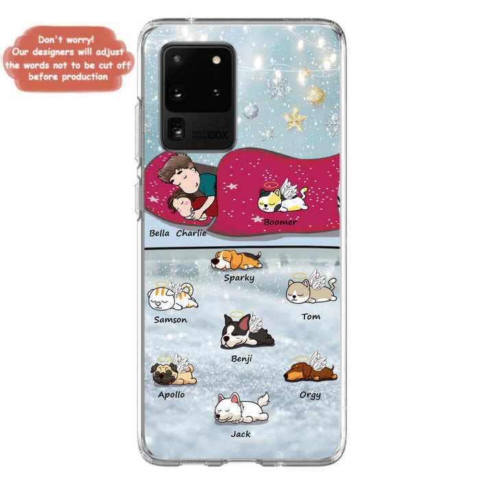 Custom Personalized Couple With Pet Phone Case - Upto 8 Pets - Best Gift For Dog/ Cat Lover - Case For Iphone And Samsung