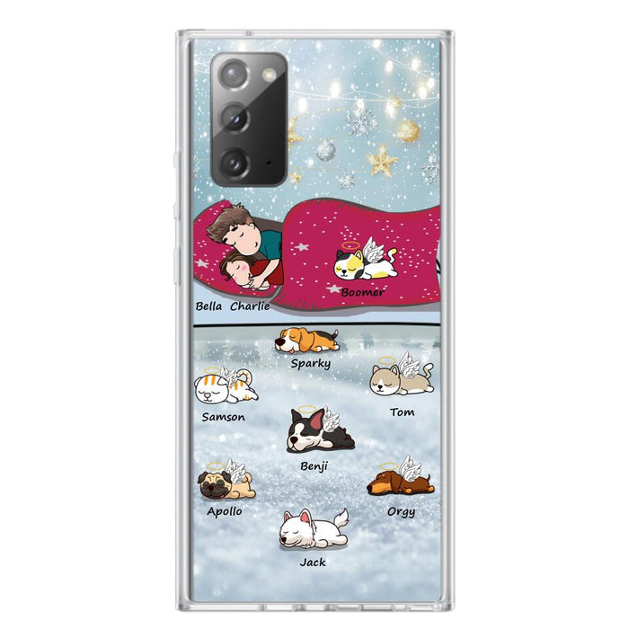 Custom Personalized Couple With Pet Phone Case - Upto 8 Pets - Best Gift For Dog/ Cat Lover - Case For Iphone And Samsung